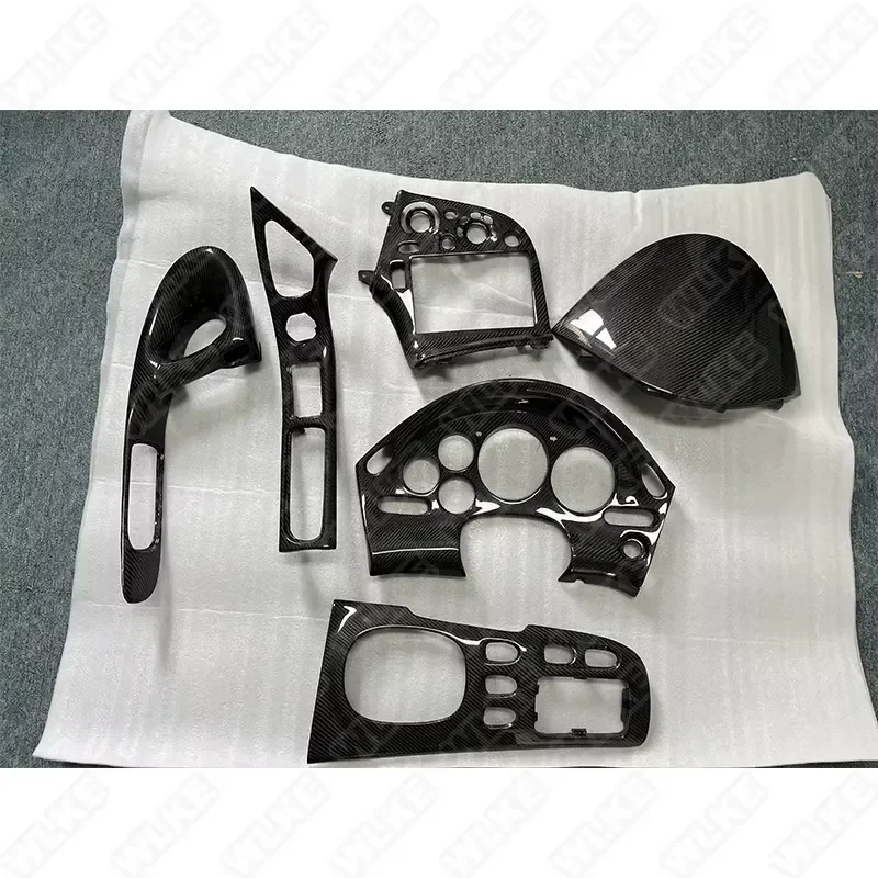 LHD Carbon Fiber Console Radio & Door Handle & Gear Shift & Speedometer Panel Interior Trim Replace Kit for RX-7 FD3S