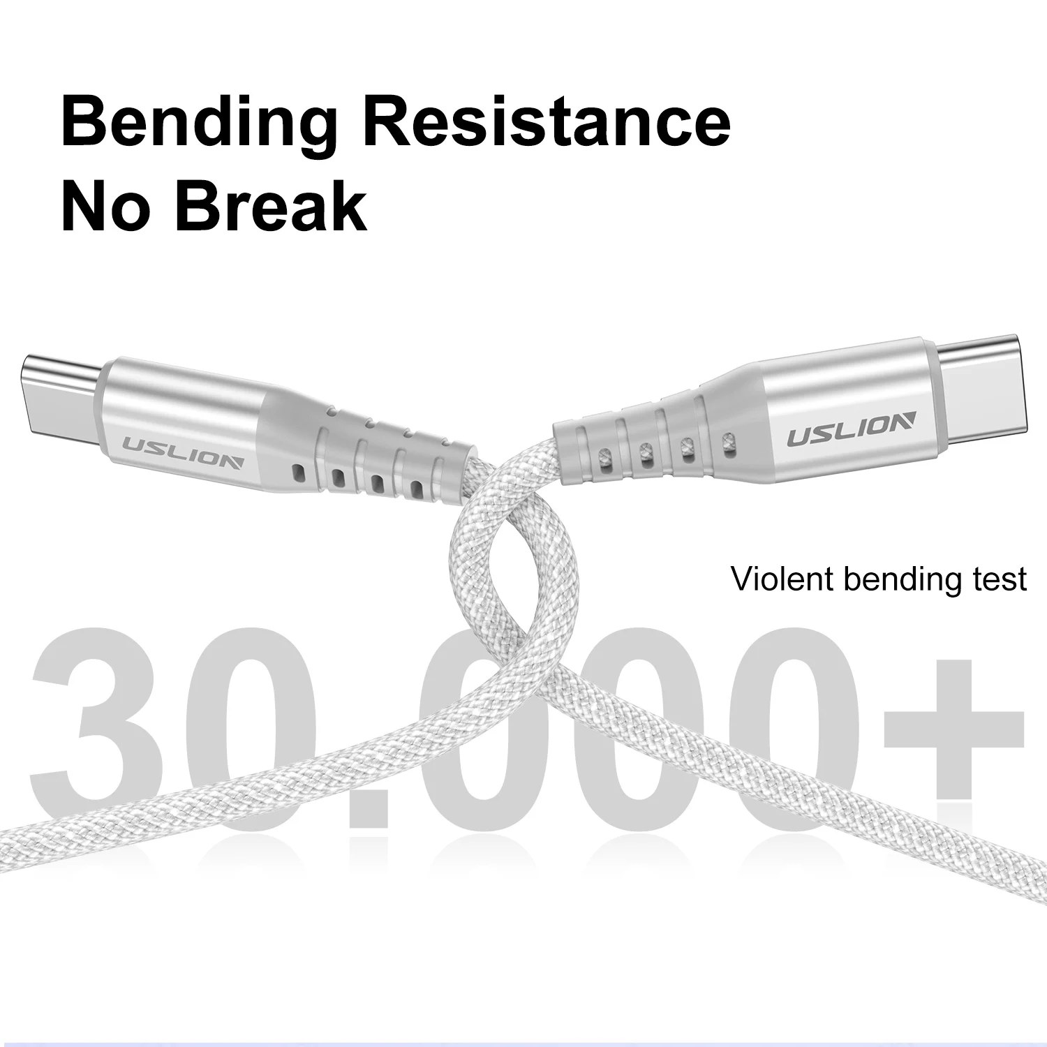 USLION PD 60W Type C to Type C Cable for iPhone 15 Pro Max Xiaomi 14 Oneplus POCO Fast Charging Nylon Braided Data Cord 0.3/1/2M