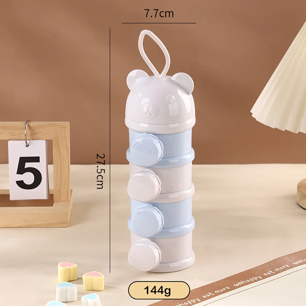 4 طبقة الدب نمط المحمولة صندوق مسحوق الحليب فتحات متعددة الحبوب الكرتون الرضع طفل الغذاء صندوق تخزين طفل حاوية للوجبات الخفيفة