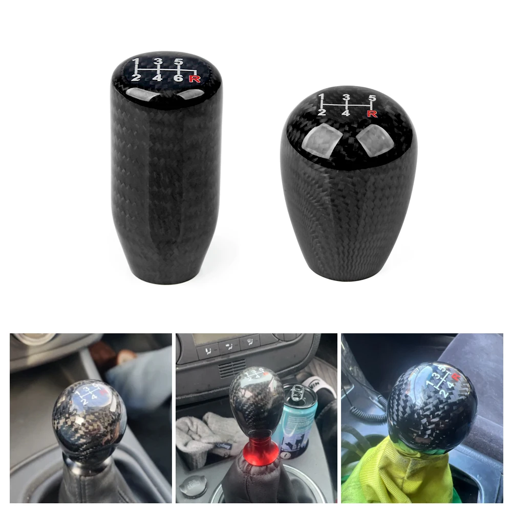 Gałka zmiany biegów JDM z włókna węglowego 5/6 prędkości 8MM 10MM 12MM Uniwersalny kształt Gałka dźwigni zmiany biegów manualnej skrzyni biegów