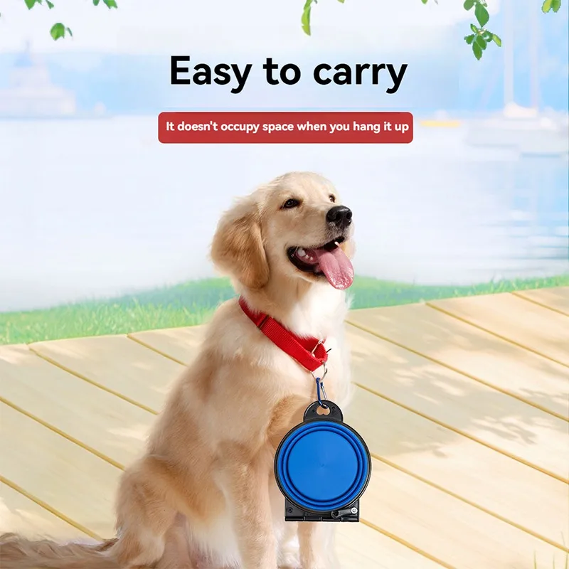 Dogs Feed Supplies Folding Silicone Bowl Outdoor Camping Travel Portable Folding Supplies Dishes With Carabiner