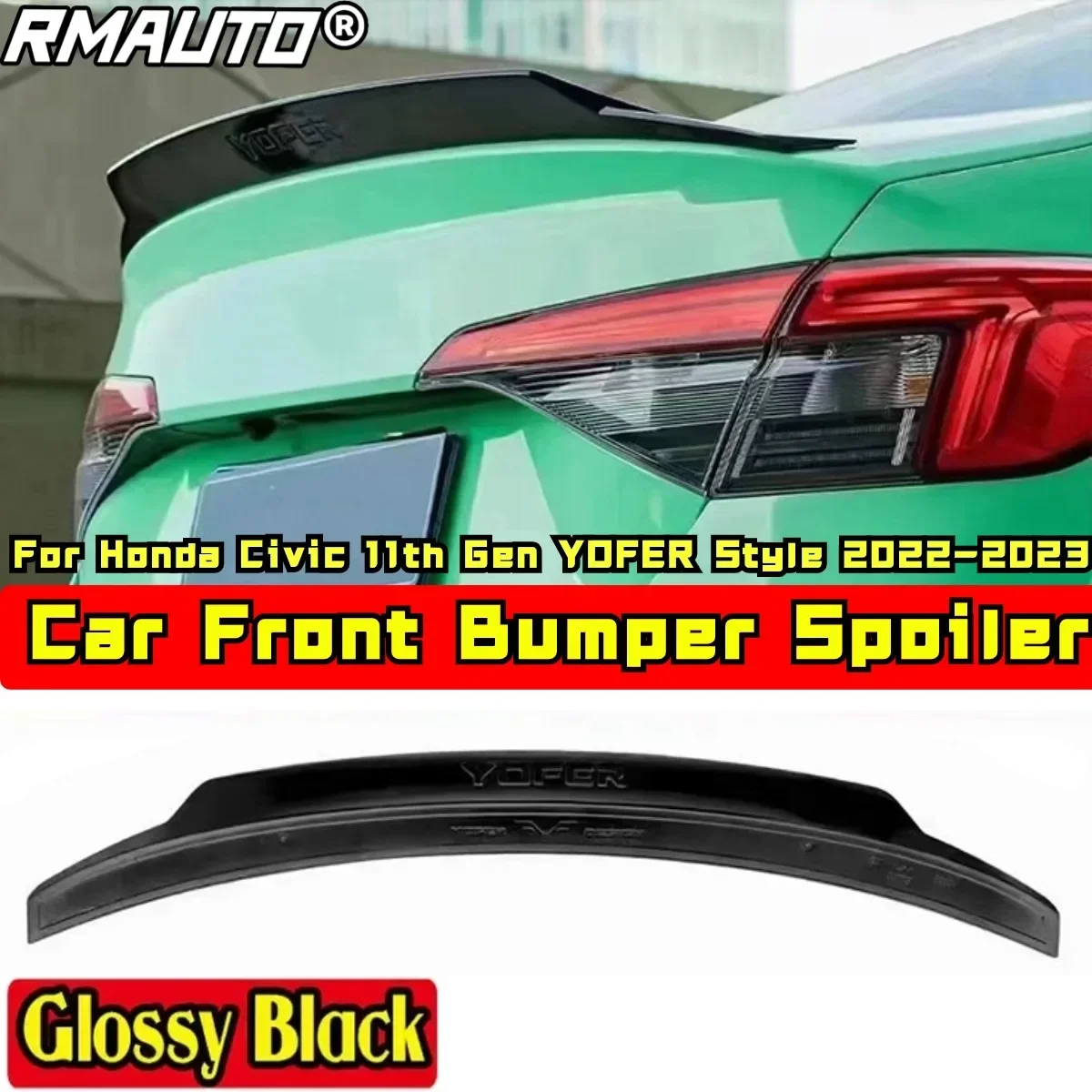 For Honda Civic 11th Gen 2022-2023 Body Kit Rear Trunk Spoiler Glossy Black YOFER Style Car Rear Spoiler Wing Car Accessories