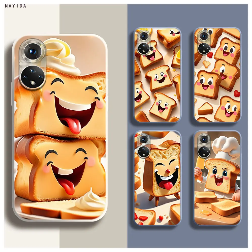 Phone Case For Honor 70 50 X6A X9B X7A X8A X9A Soft Silicone Original Cover Cartoon baked toast