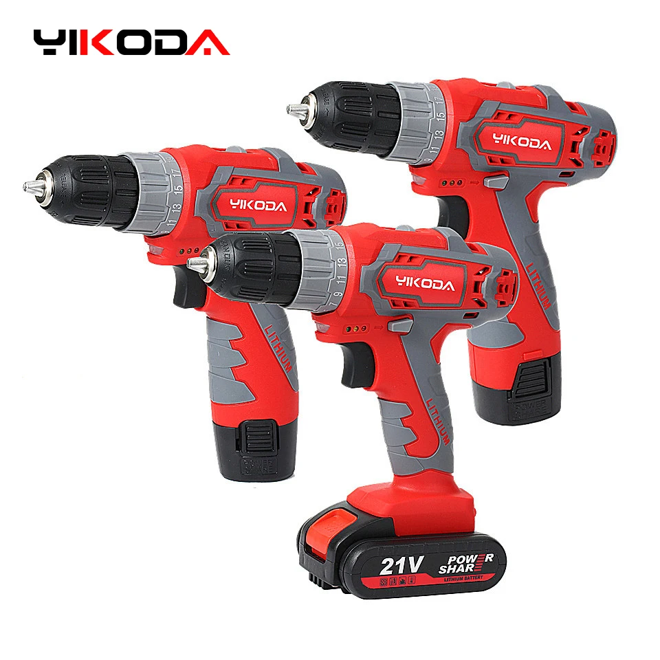 YIKODA 12V/16,8 V/21V Elektrische Bohrer Wiederaufladbare Lithium-Batterie Zwei Geschwindigkeit Akkuschrauber Parafusadeira Power werkzeuge