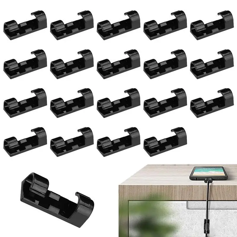 20 Pcs Cable Clips Organizer Drop Wire Holder Cord Management Self-Adhesive Cable Manager Fixed Clamp Wire Winder