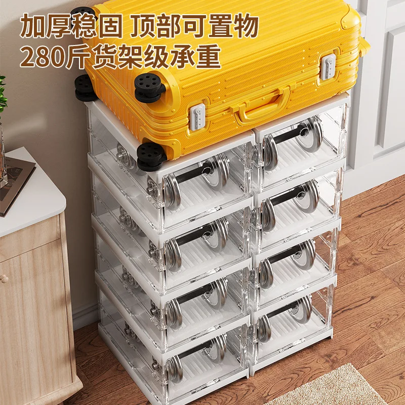 Transparent shoe cabinet Multi-layer thickened folding shoe rack shoes at home door