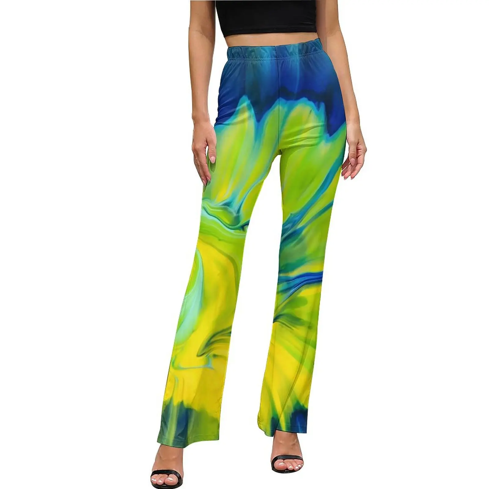 

Tie Dye Pants High Waist Blue And Yellow Aesthetic Flared Pants Summer Trendy Custom Big Size Trousers