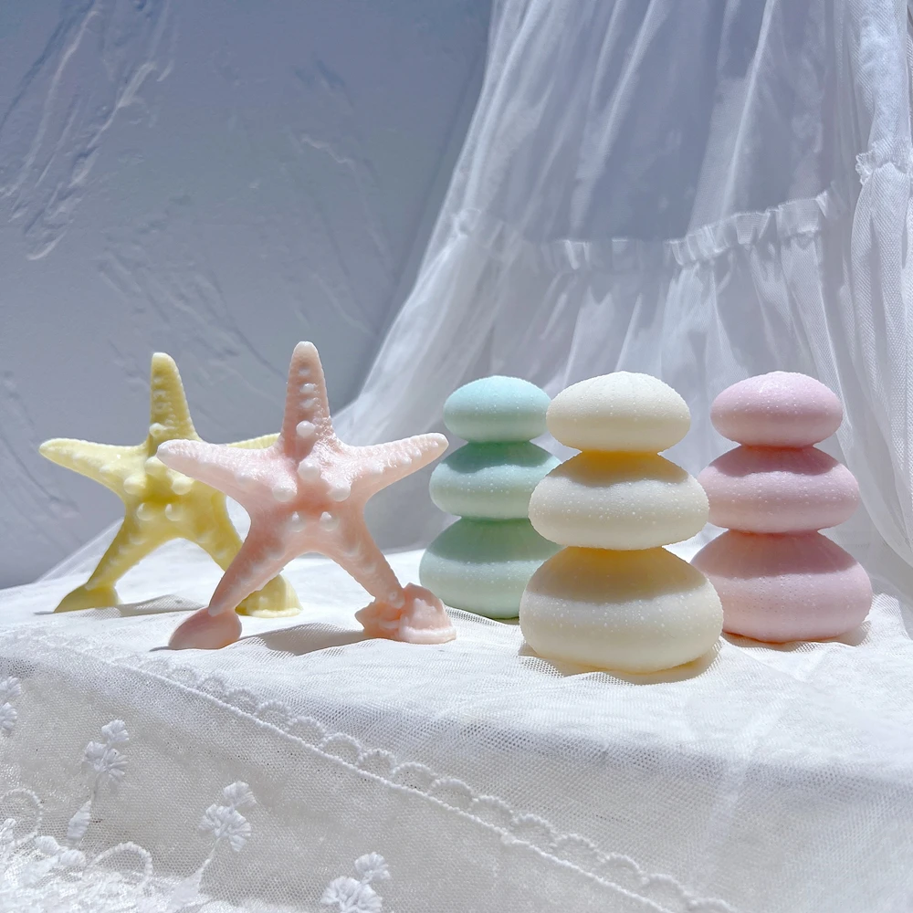 Starfish Silicone Candle Mold Sea Urchin Silicone Mold Seashells Soy Wax Mould for Beach Wedding