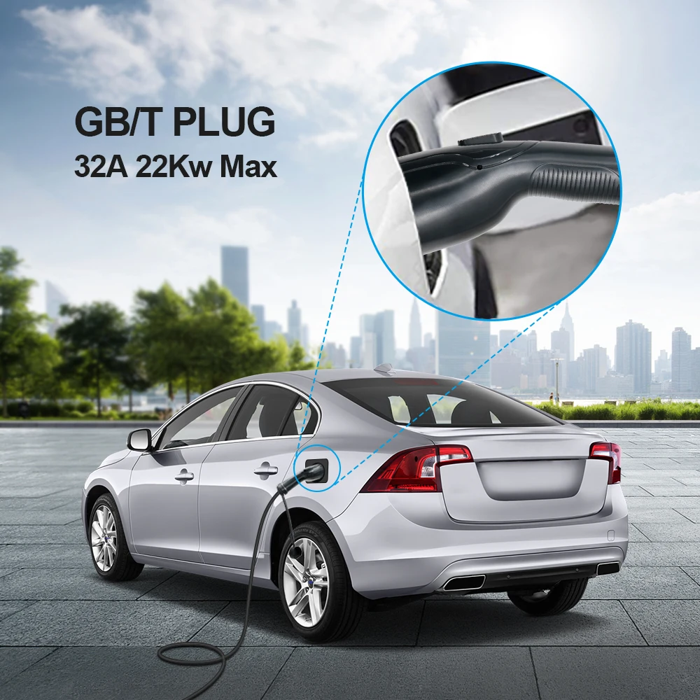 EV Charger Plug GB/T EVSE GBT Convertor 16A 32A 1P 3P 3.6/11/7.2/22KW For Electric PHEV Car Vehicle Charging Station