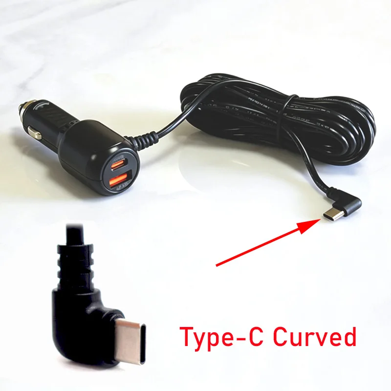 5V 3A Dashcam autocamera DVR autolader adapter met dubbele 2 Quick Charging QC3.0 USB en met Micro Mini Type-C interface