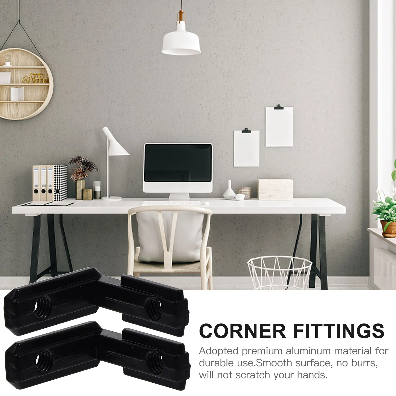 

20pcs Aluminum Corner Brackets L-Shape 1 Set Black Rust-Resistant For Shelves Cabinets Tables Bed Frames Heavy Duty Interior