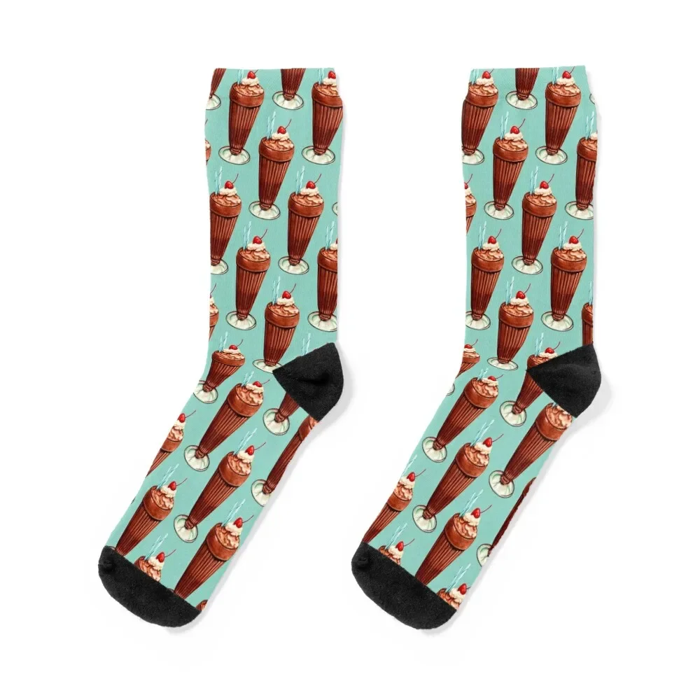 

Chocolate Milkshake Pattern - Blue Socks Stockings compression Toe sports christmas stocking cool Socks Woman Men's