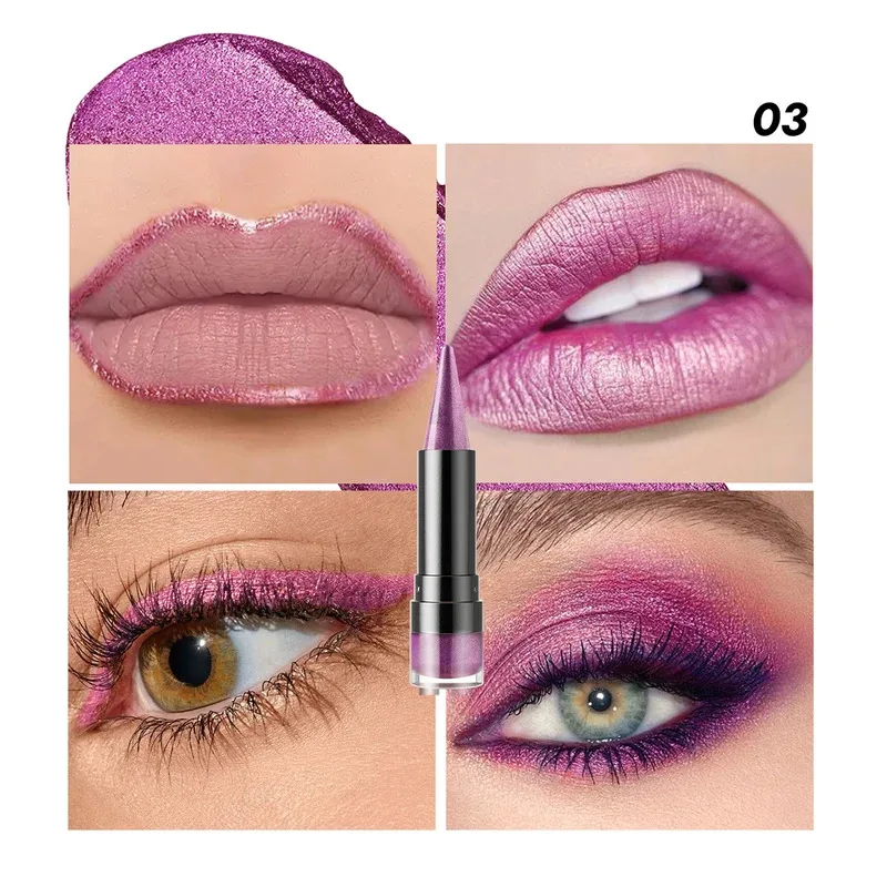 Matita labbra-Labbra complete-Eyeliner Eyesshadow Six- Shade Matte Pearl Shimmer Rossetto doppio effetto Impermeabile, Rossetto Cosmetici