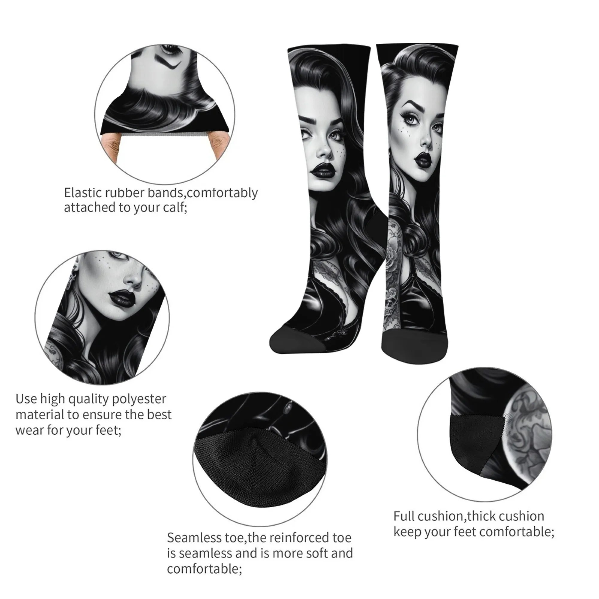 Nostalgic style street hip-hop girl pattern fun socks Harajuku retro fashion socks soft warm non-slip casual socks unisex gift