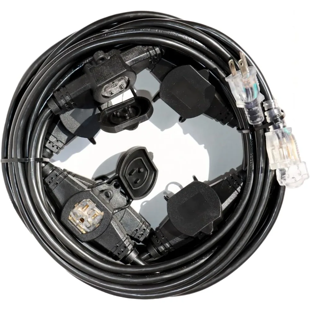 

Удлинитель питания SJTW, 50 футов, 12 калибра, 3-контактный разъем, штекер 5-15R к гнездовому разъему, 6 розеток, вилка с несколькими разными возможностями