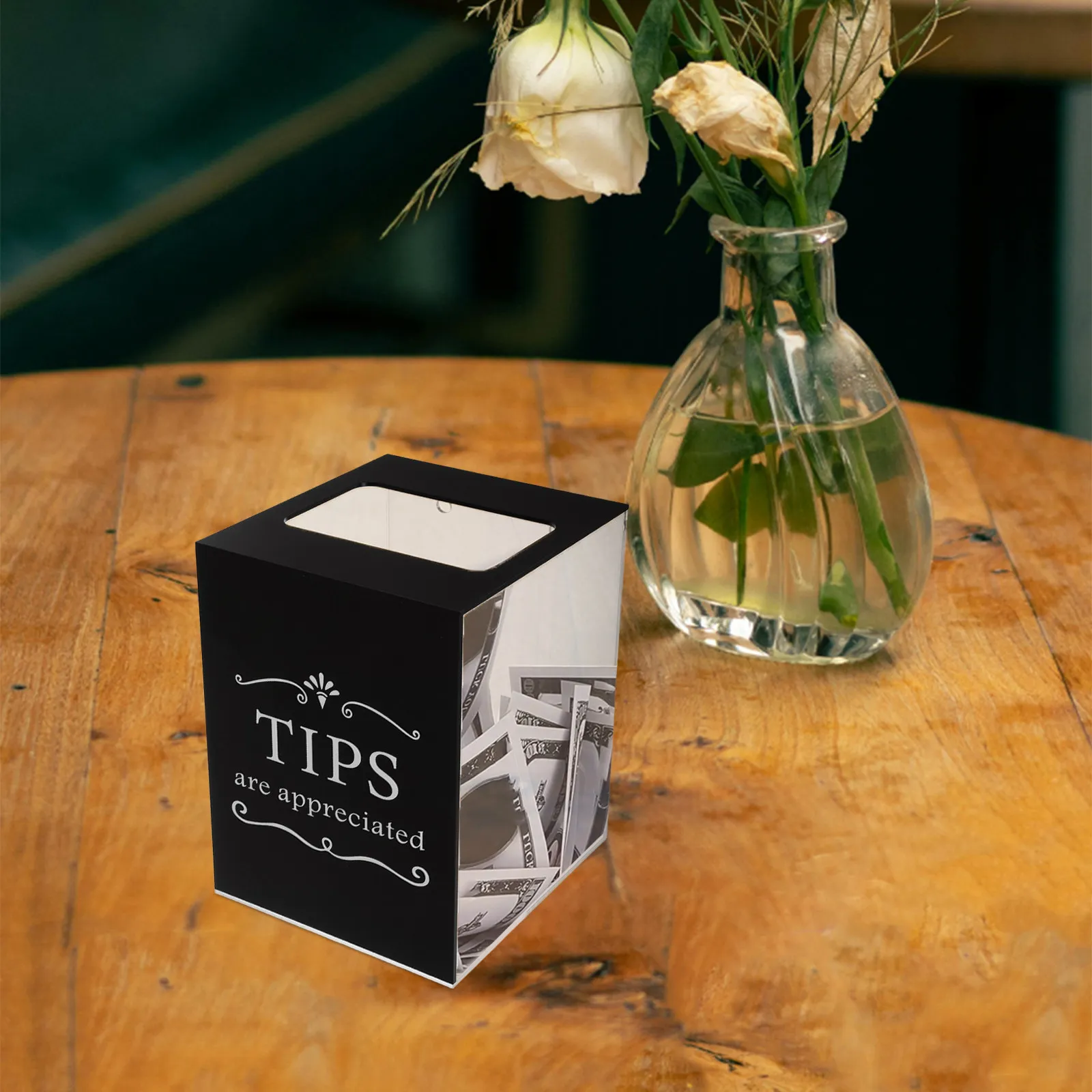 Acrylic Tip Box Transparent Money Storage Container Secure Lock for Bars Restaurants Donation Suggestion Collection Box