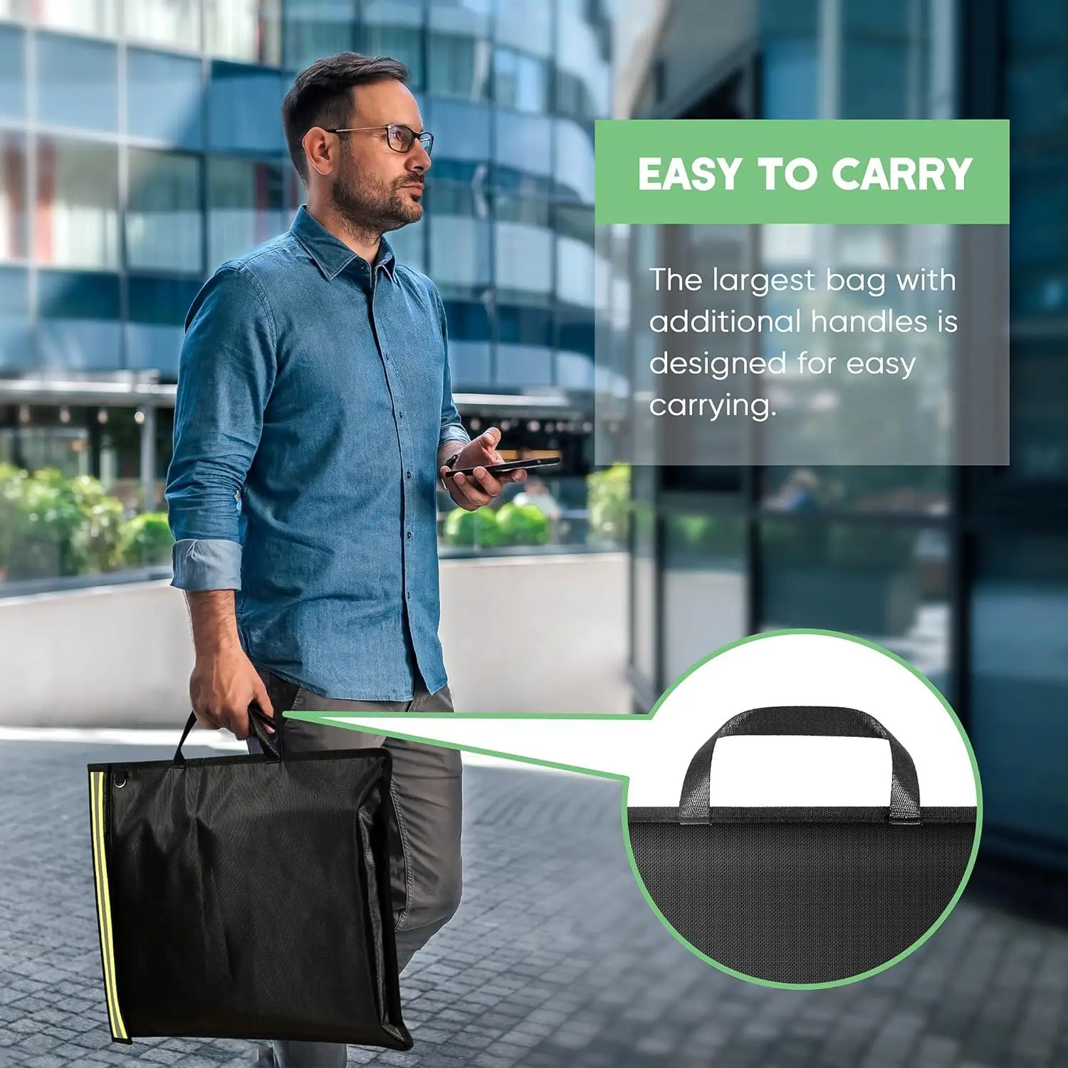3Pack Faraday Bags with Handle Reflective Strip Faraday cages for Laptops Tablets Bag Fireproof Waterproof Signal Blocking Pouch