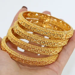 4-piece/set Plated 24K Gold Middle Eastern Luxury Women's Bracelet, Bridal Wedding Gift Jewelry