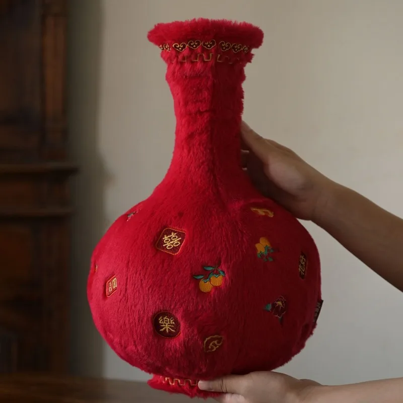 

Plush home furnishing ornaments wedding meaning red vase living room entrance wedding room decoration wedding gift
