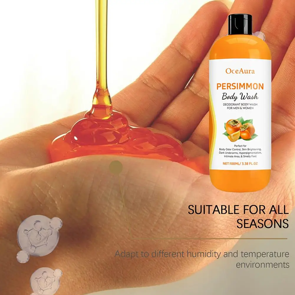 ترطيب الجسم غسل مهدئا جفاف التطهير التقشير منعش تنعيم مزيل الرائحة البرسيمون جل الاستحمام