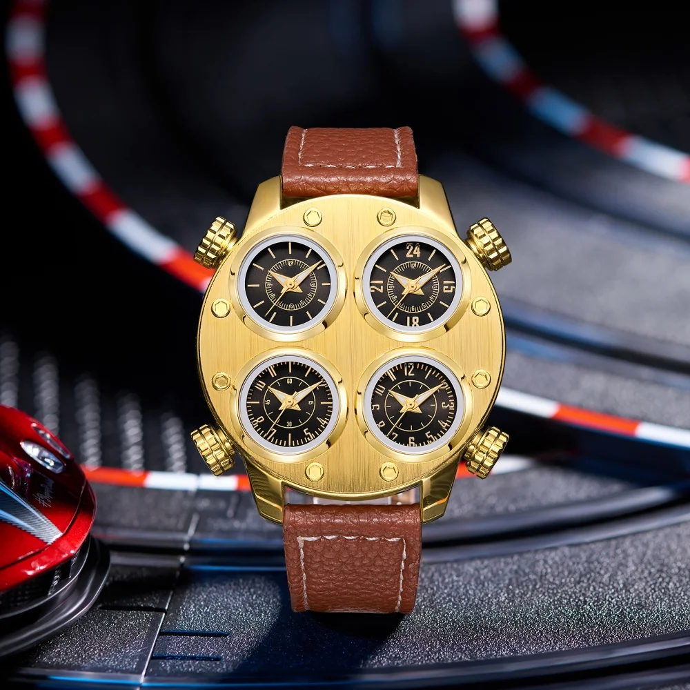 Light Luxury Punk Men's Large Dial Quartz Watch, Multifunctional Business Men's Wristwatch, Waterproof Trendy Casual Leather Strap Men's Watch, European and American Popular High-End Niche Design Men's Watch, Versatile Commuter Retro Personality Punk Men's Wristwatch