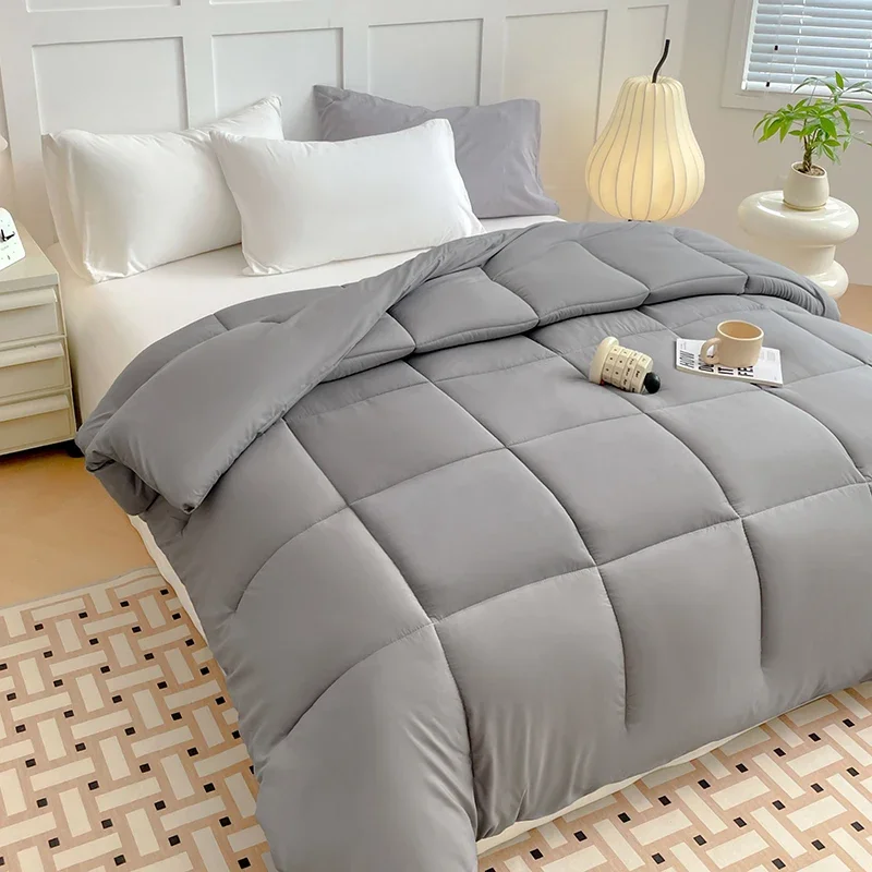 Winter quilt thickened warm solid color simple wind soybean fiber quilt skin-friendly lock warm spring and autumn quilt