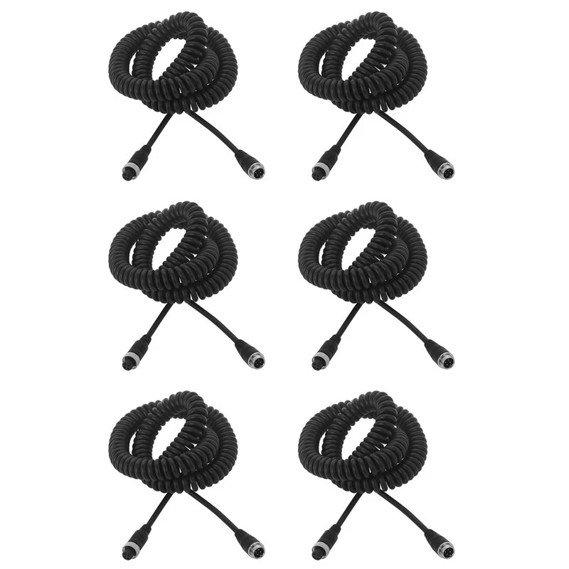 ABXN-6Pcs 8M Car Video Aviation Spring Line 4-Pin Extension Cable For Rear View Camera Truck Trailer