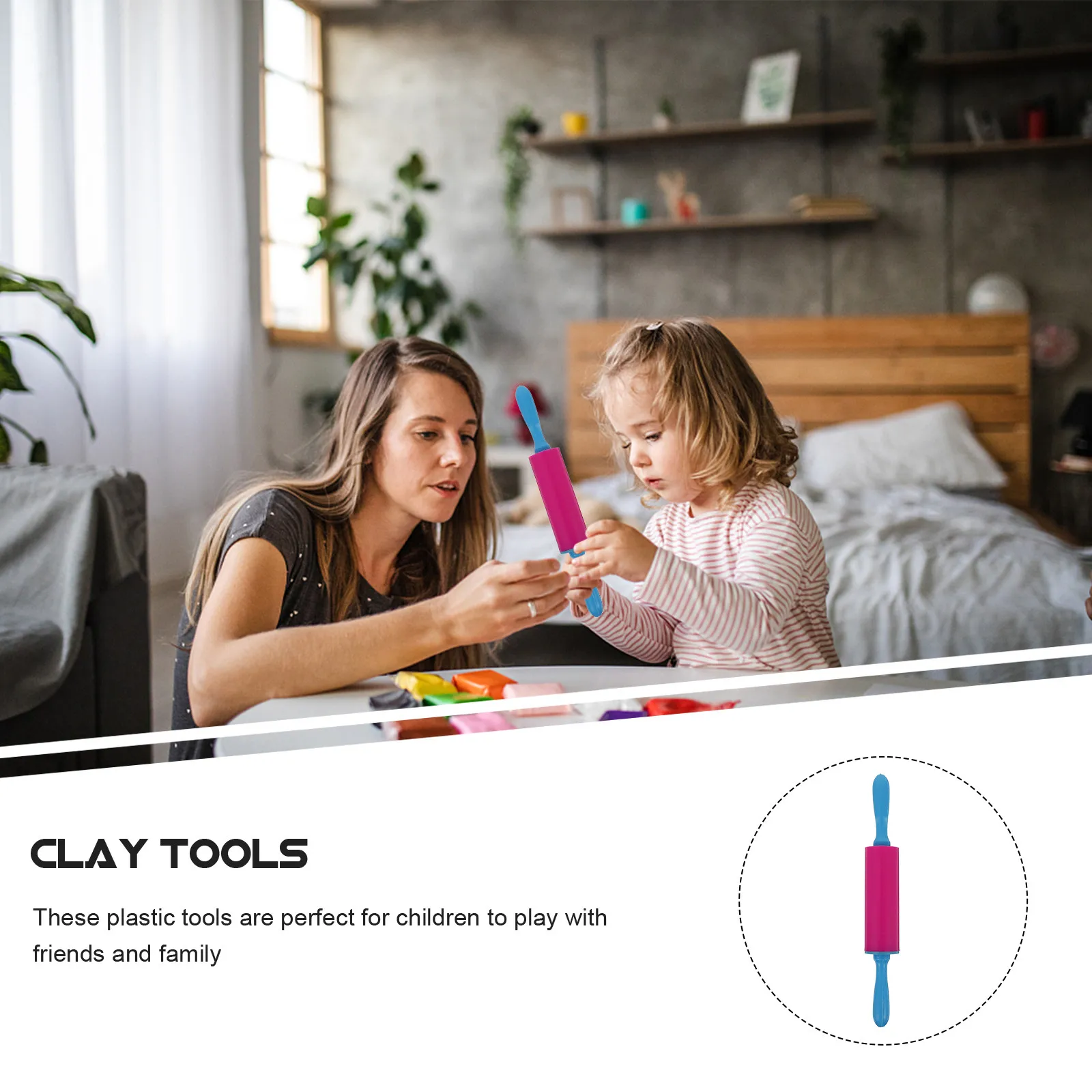 Conjunto de 4 Peças de Acessórios de Argila para Crianças, Rolos de Argila Sólida para Modelagem de Cerâmica Artesanal, Ferramentas Fáceis de Usar, Conjunto Compacto de Bastões de Modelagem