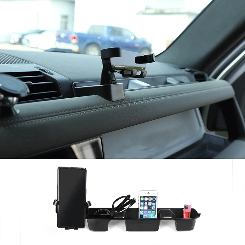 For 2020-2024 Land Rover Defender 90 110 ABS black car co-pilot multifunctional storage box mobile phone holder accessories