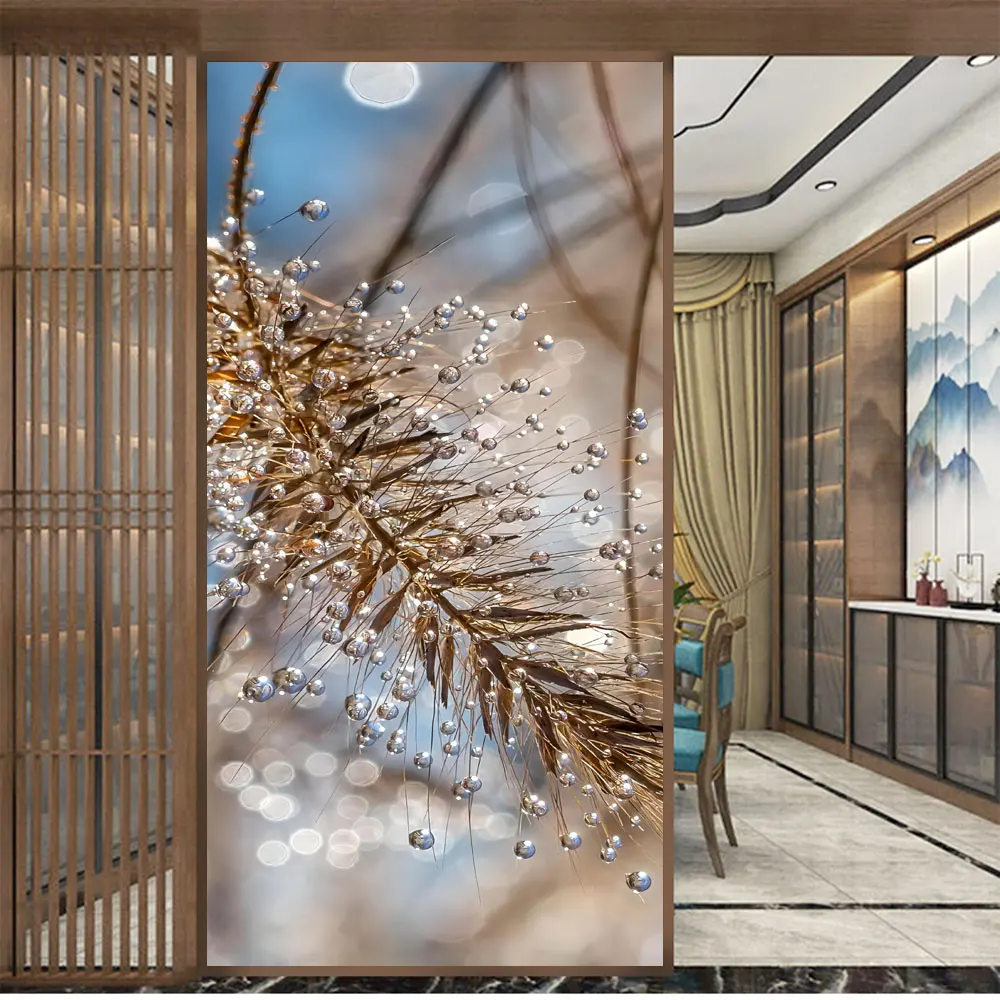 

Frosted Wheat Pattern Privacy Window Film Heat Control Anti UV Blocking Window Stickers Static Cling Window Decoration
