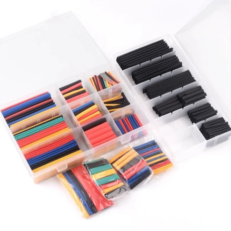 164/127/328/530pcs/Set Polyolefin Shrinking Assorted Heat Shrink Tube Wire Cable Insulated Sleeving Tubing Set Waterproof DIY