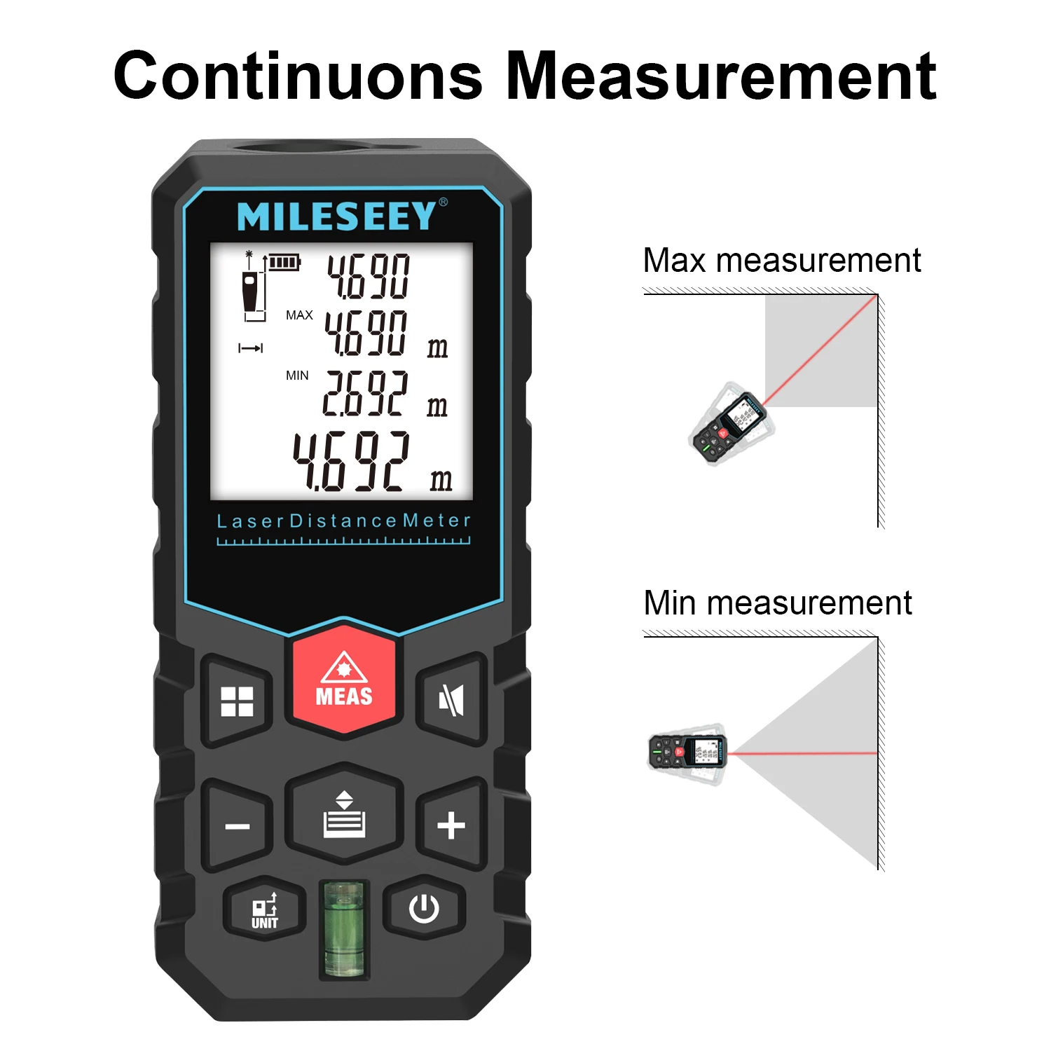 Imagem -04 - Fita Medida Laser Laser Profissional Medidor de Distância Trena Rangefinder Metro Laser Range Finder Mileseey-x5