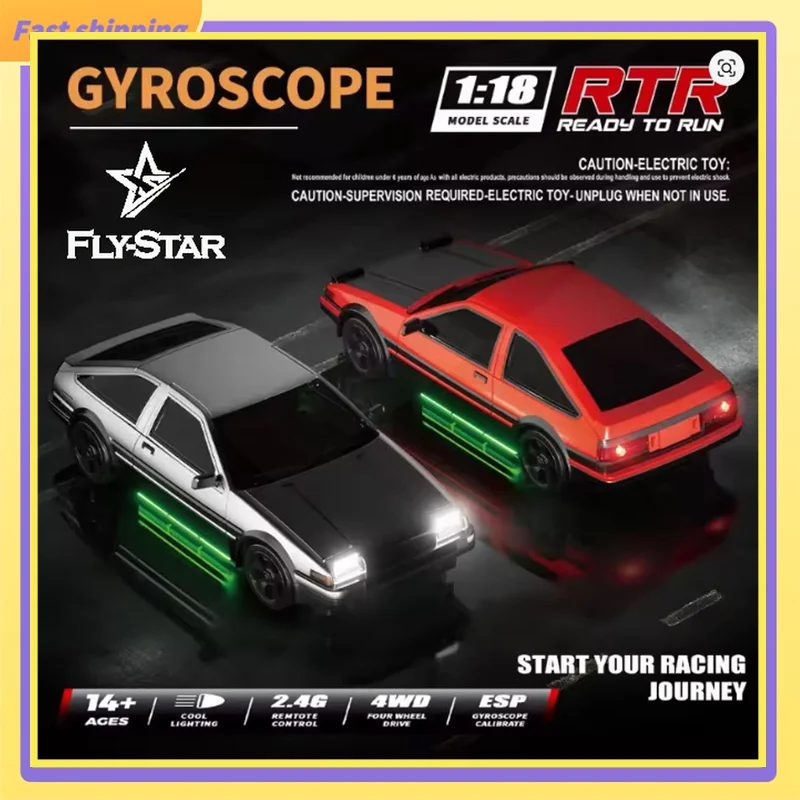 

Fly 1:18 полномасштабный четырехколесный откидной фонарь для дрифта, 2,4 г, автомобиль с дистанционным управлением, высокоскоростной конкурентоспособный гоночный автомобиль с Gyr