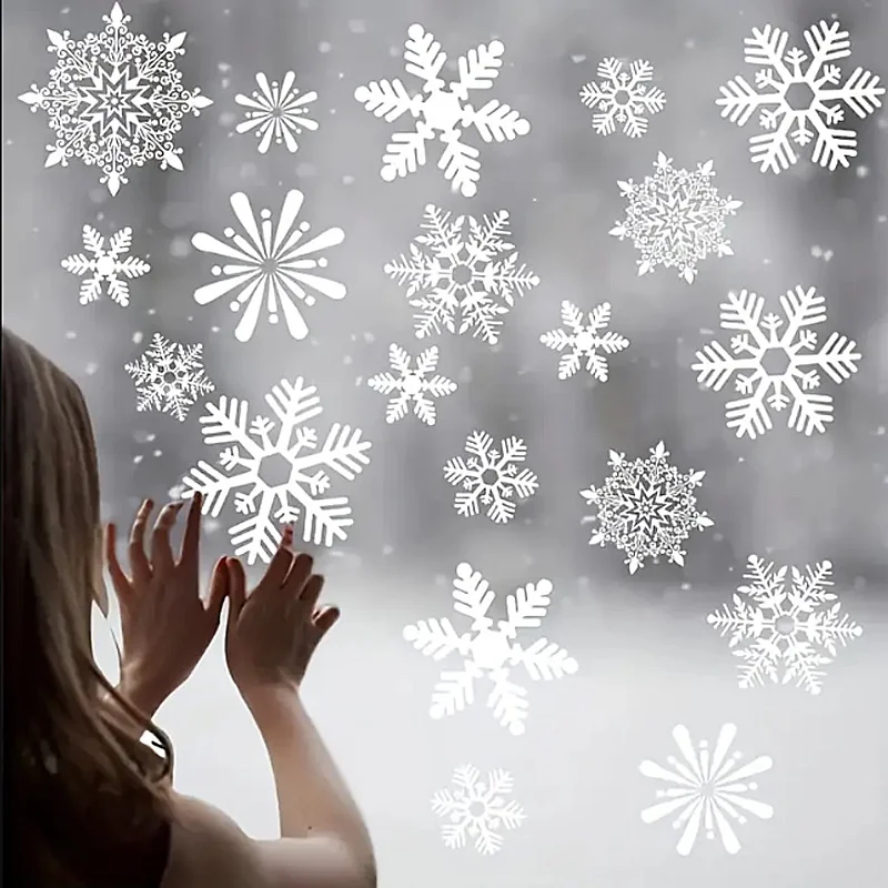 3sheets 120pcs Detachable Window Static Snowflake Stickers, Ideal for Christmas And New Year Decorations, with White Snowflakes