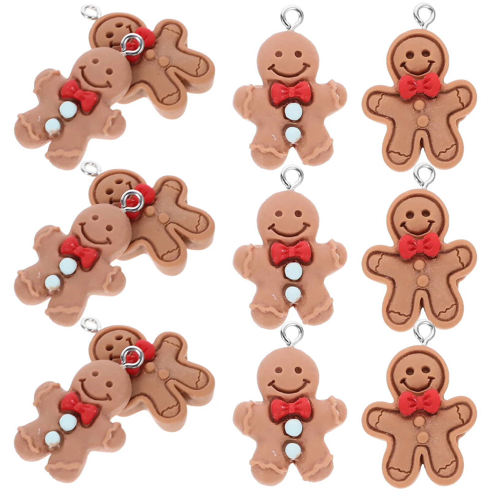 

20Pcs Adorable Gingerbread Man Resin Charms for Jewelry Making DIY Necklace Bracelet Earrings Pendant Accessories Christmas