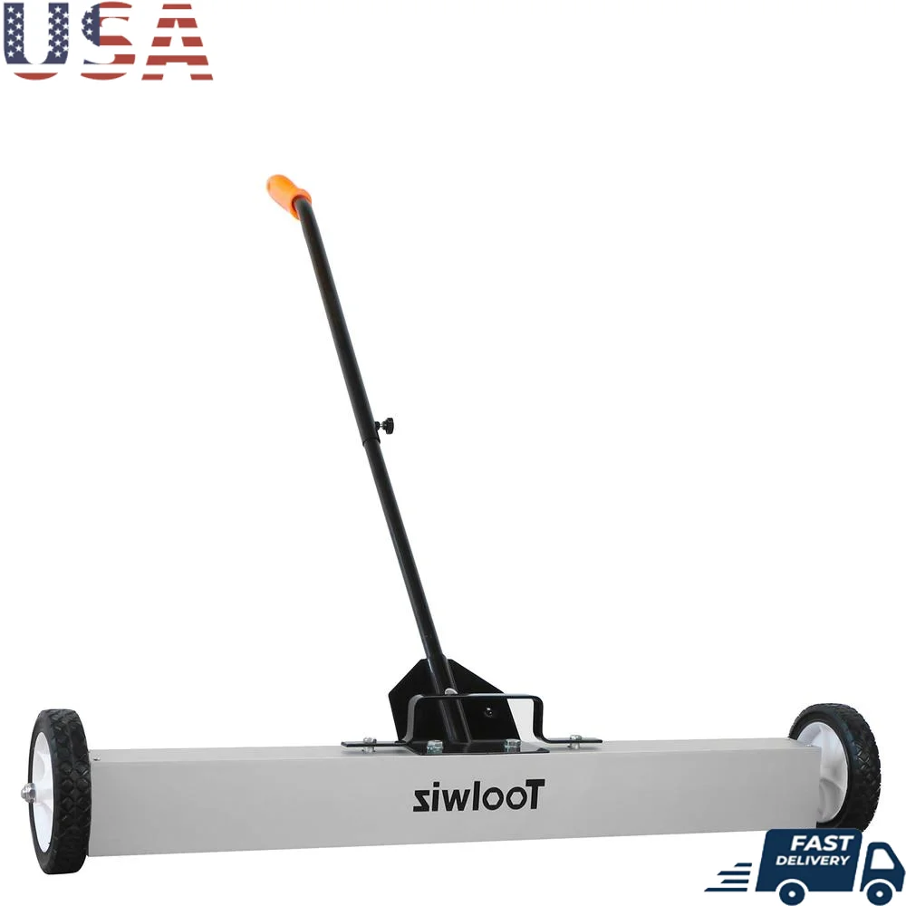 36 Inch Rolling Magnetic Sweeper with 50lb Capacity Industrial Aluminum Floor Sweeper with Handle Release Ideal Finding Screws