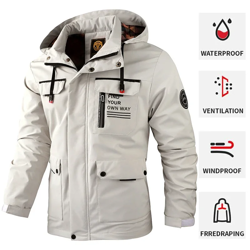 DEEPSENCE-Chaqueta impermeable de una sola capa para hombre, cortavientos para deportes al aire libre, montañismo, primavera y otoño