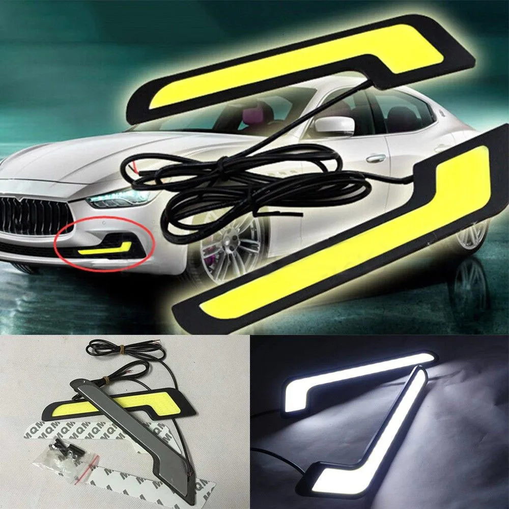 

1 Pair COB LED Daytime Running Light 12 V Universal Car Lamp Strip Auto Headlights Car Modification Lamp Truck Readling Lights