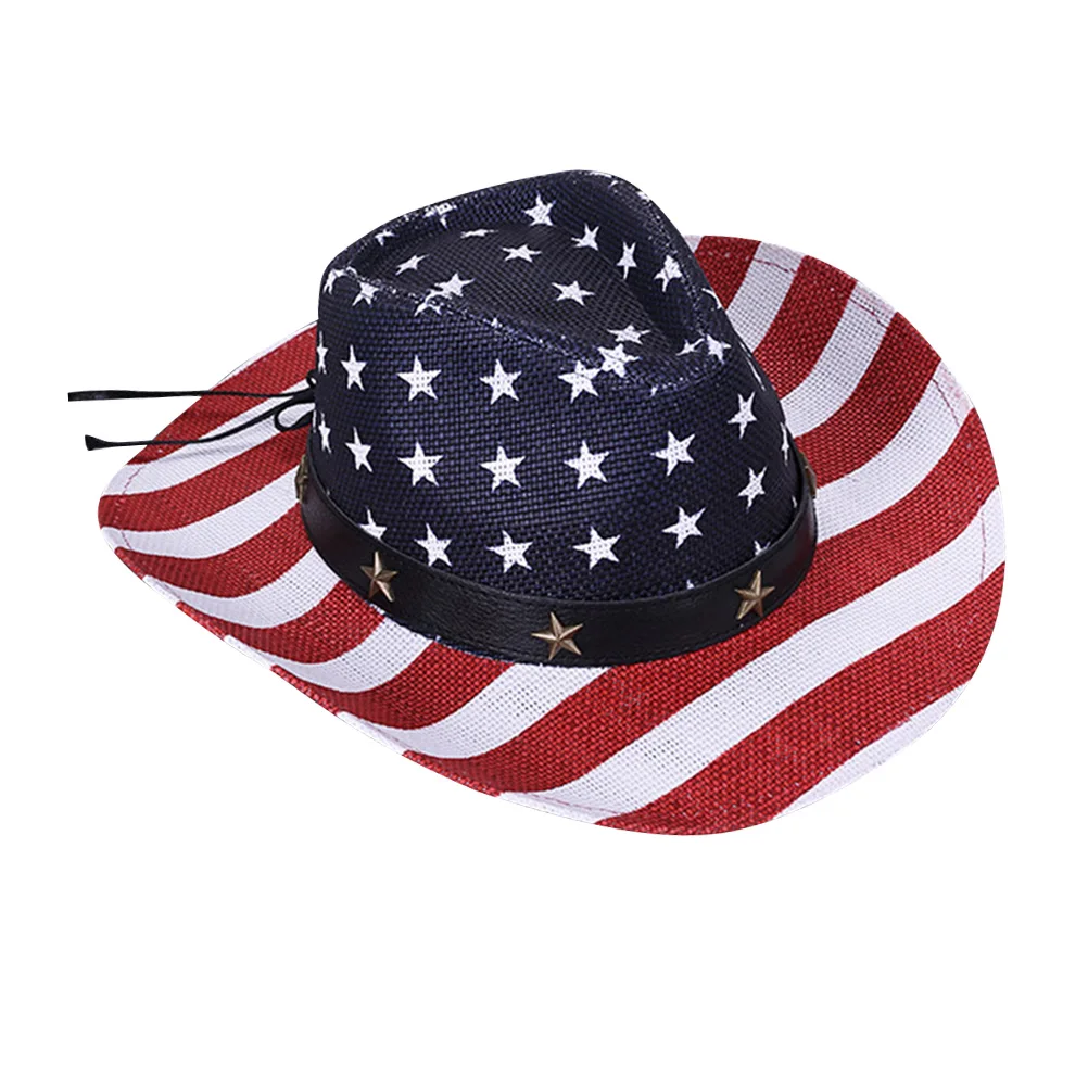 

1pc Cowboy Hat Straw Woven Cap Wide Brim Sun Protection Outdoor Beach Party Role Play Unisex Adults Bright Colors Glossy Finish