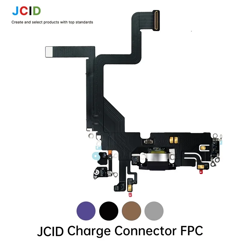 JCID OEM 프리미엄 품질 충전 포트 플렉스 블랙 케이블 도크 충전 커넥터 FPC 아이폰 16 15 14 13 12 프로 맥스 예비 부품