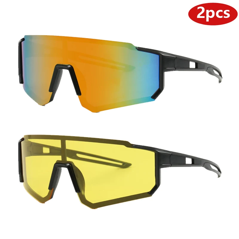 Gafas de sol cuadradas con montura grande para motocicleta, 2 uds., moda para exteriores, lentes multicolores para mujer, gafas de sol de estilo Simple UV400
