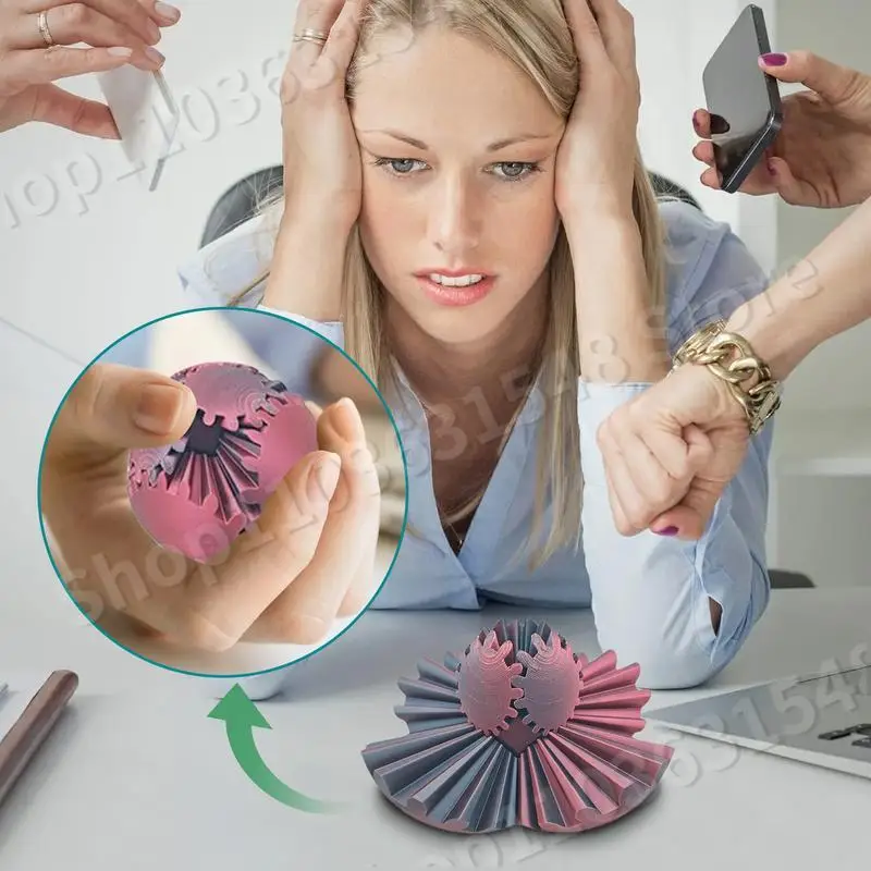 3D Printed Gear Spin Ball Cube Fidget Toy Sensory Stress and Anxiety Relaxing Ball Companion For Adults Table Bookshelf Accent