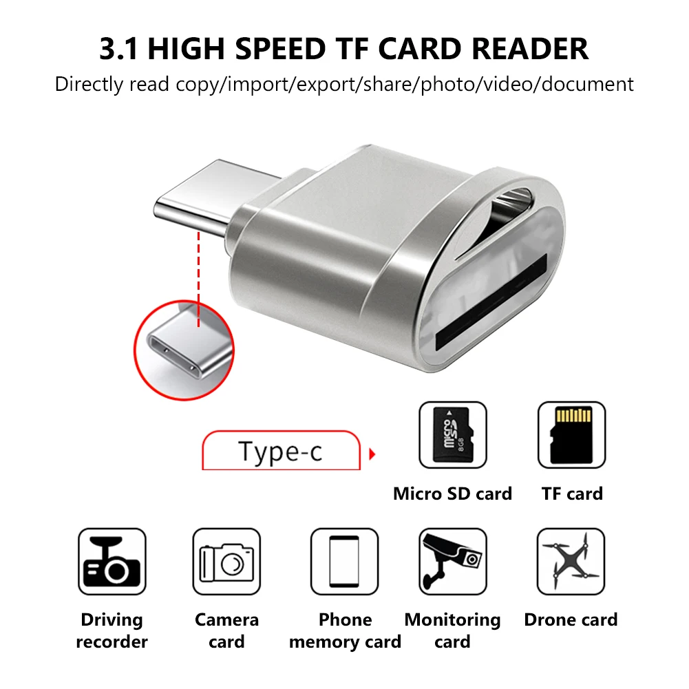 جديد 3.1 USB نوع C إلى Micro-SD TF محول OTG Cardreader قارئ بطاقات صغيرة قارئ بطاقات الذاكرة الذكية لأجهزة الكمبيوتر المحمول سامسونج هواوي