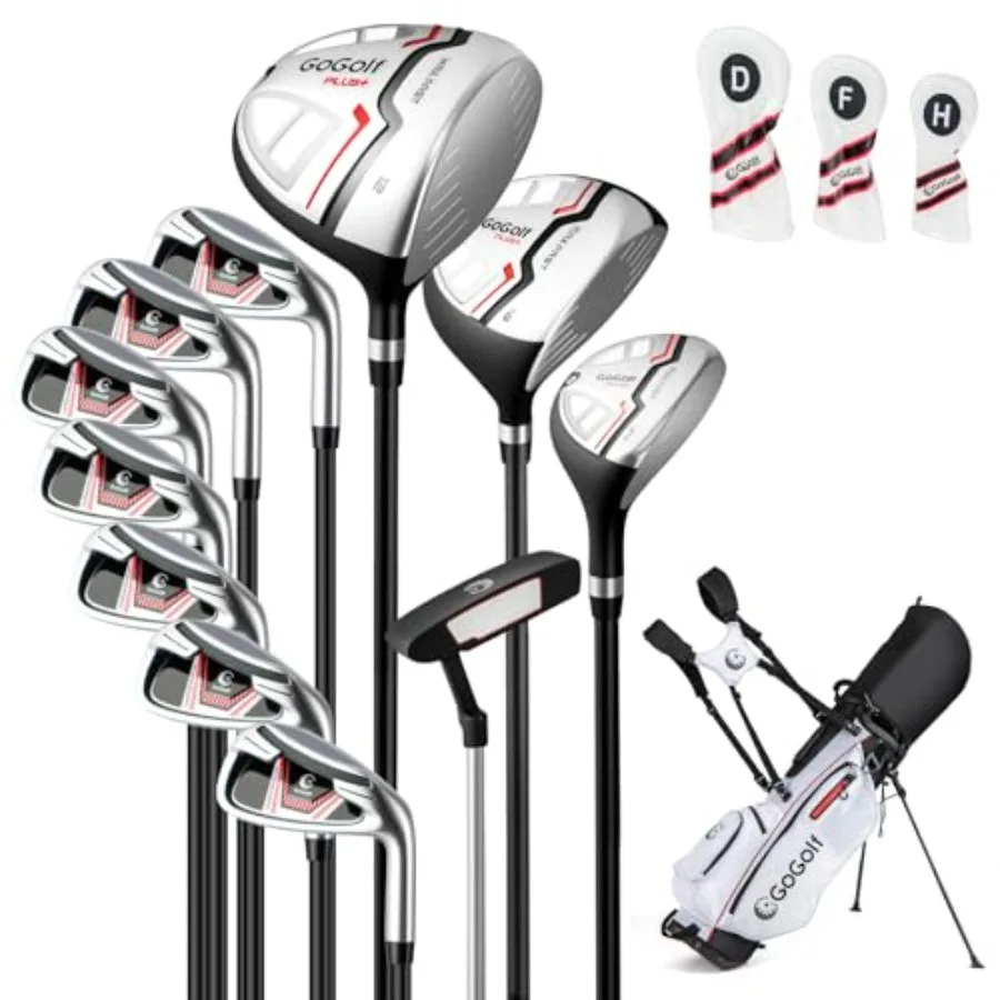 

Women's golf club set for beginners: graphite shafts, pink color, lightweight design with full 12-piece set including driver, f