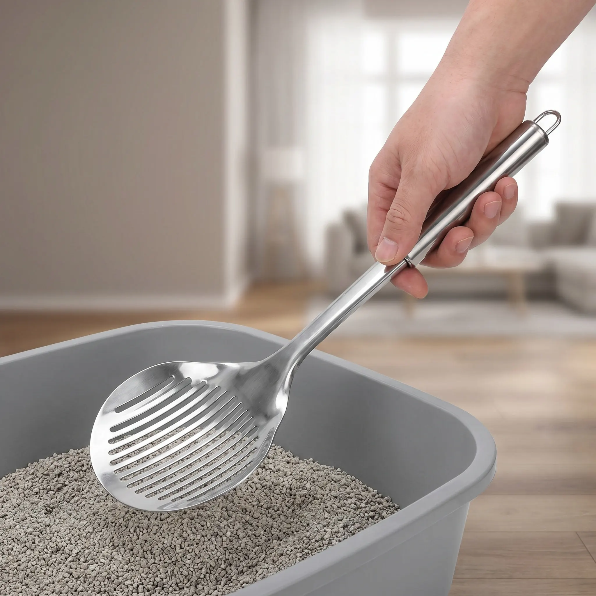 Metal Cat Litter Scoop Stainless Steel Poop Scooper Sifting Design for Cat Litter Box Cleaning Heavy Duty Efficient Filtration