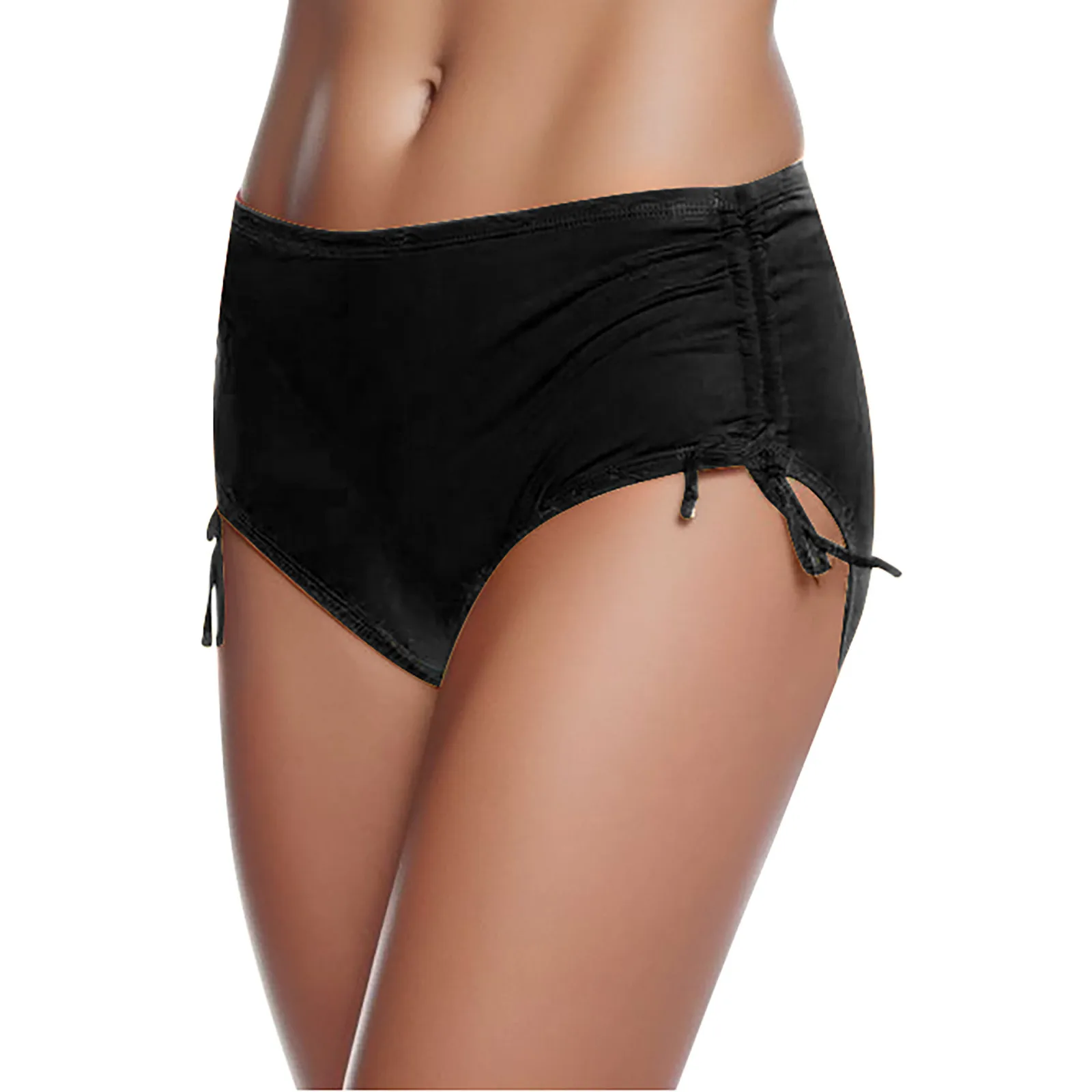 Bikini Bottoms Women Swimwear Shorts Black Underwear Adjustable Side Tie Swim Panties High Waist Sexy Beach Trunks Plus Size