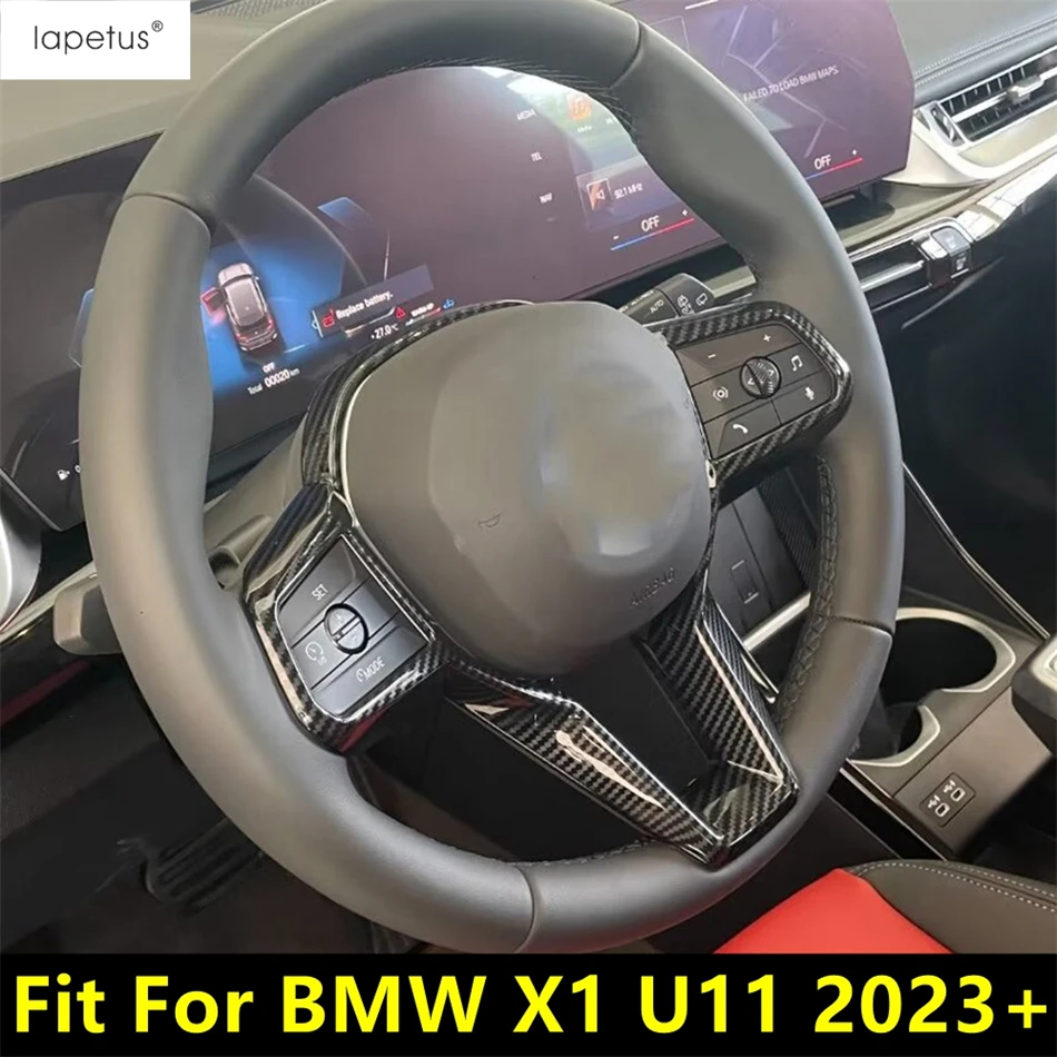 

Car Carbon Fiber Steering Wheel Button Frame Decoration Cover Trim For BMW X1 U11 2023 2024 ABS Accessories Interior Refit Kit
