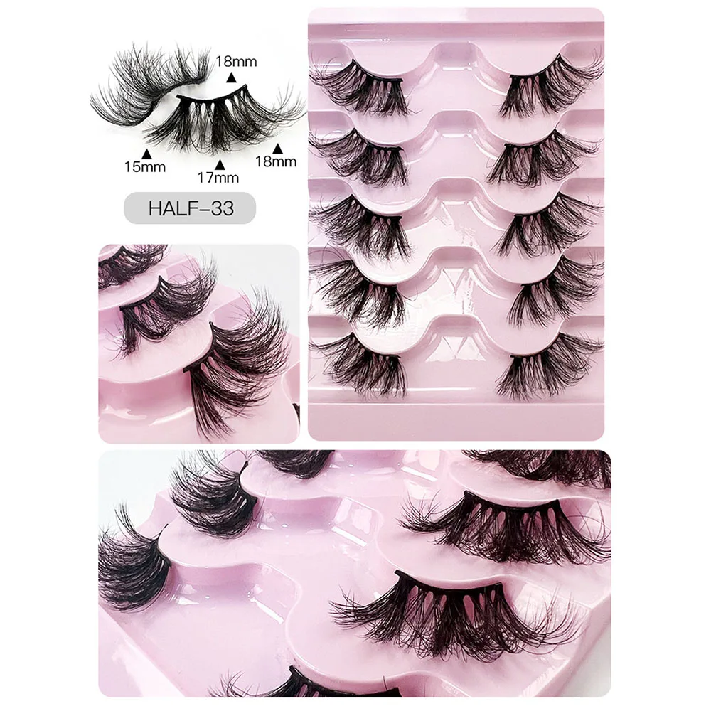 ขนตาธรรมชาติความฉลาดห้าคู่พัดลมขนตา Natural Eyelash Extension แต่งหน้าขนตาปลอมเส้นใยคุณภาพสูง