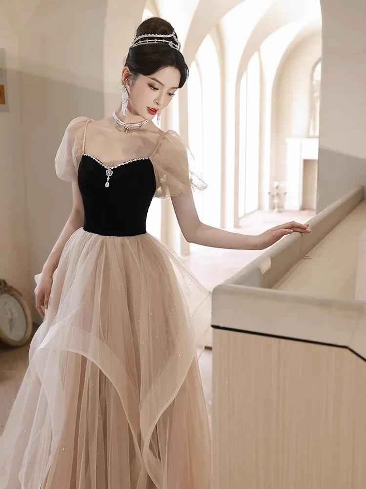 High-End Evening Dress Women's Banquet Temperament Design Sense Special Interest Light Luxury Senior Student Art Exam Adult Gift