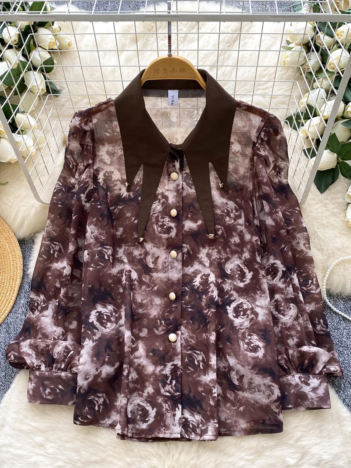 Csa estampada de manga larga hoada e informal para mujer, estilo fino para otoño y primavera, de fibra de poliéster, a...